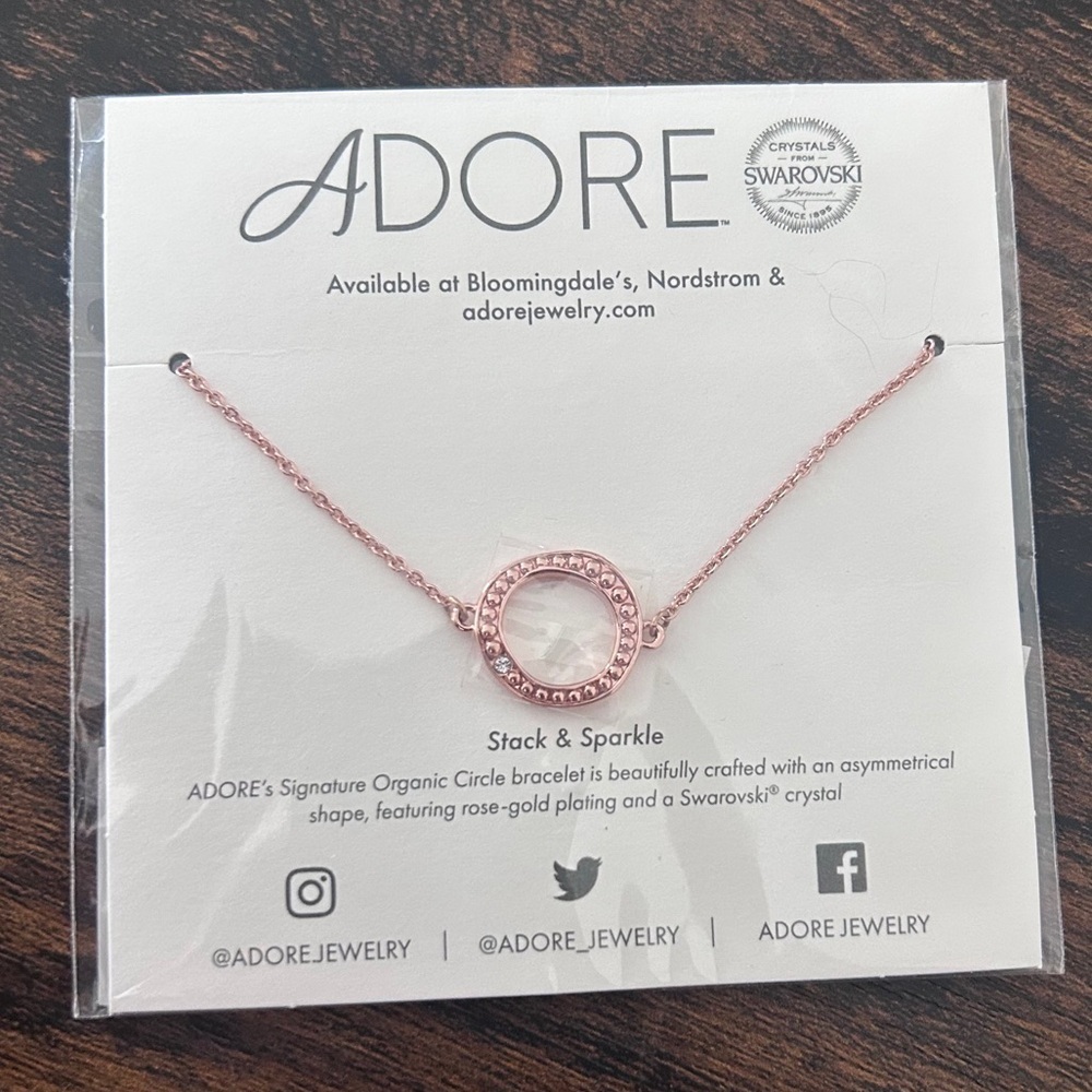Adore Organic Circle Stack And Sparkle Swarovski Rose Gold Bracelet Crystal 10$